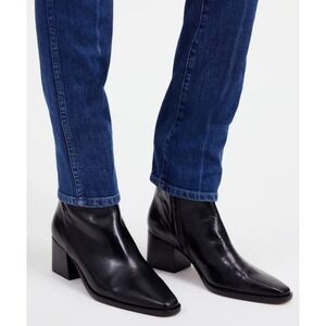 Madewell The Ardin Ankle Boot Stacked Heel Tapered Toe Leather Black 7.5 NWOB